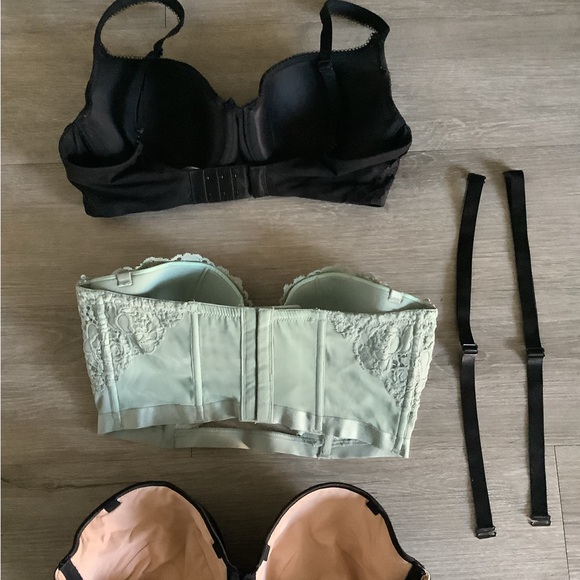 Victoria's Secret Lace Longline and Strapless Bra Set in Sage and Black - Picture 2 of 3